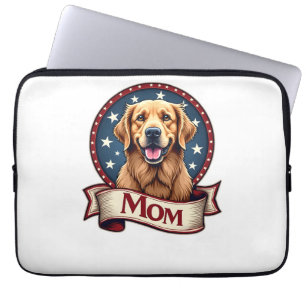Patriotic Dog Mom Golden Retriever Vintage Tee Laptop Sleeve