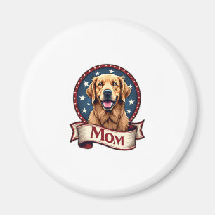Patriotic Dog Mom Golden Retriever Vintage Tee Magnet