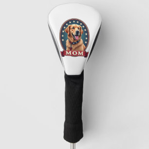 Patriotic Dog Mum Golden Retriever Vintage Tee 4 Golf Head Cover