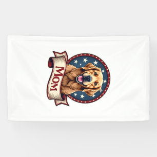 Patriotic Dog Mum Golden Retriever Vintage Tee Banner