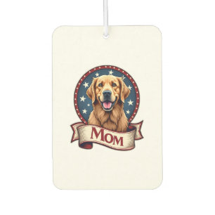 Patriotic Dog Mum Golden Retriever Vintage Tee Car Air Freshener