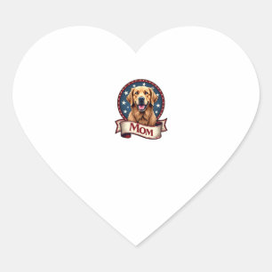 Patriotic Dog Mum Golden Retriever Vintage Tee Heart Sticker