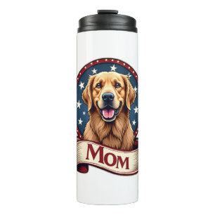 Patriotic Dog Mum Golden Retriever Vintage Tee Thermal Tumbler