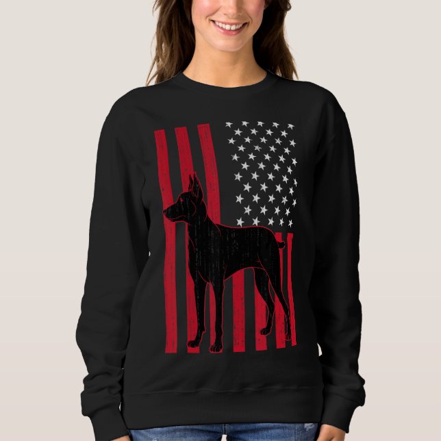 Patriotic Dog Owner Animal Dog  Us Flag Doberman Sweatshirt (Front)