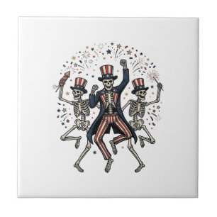 Patriotic Dog Party Like It’s 1776 Vintage  Ceramic Tile