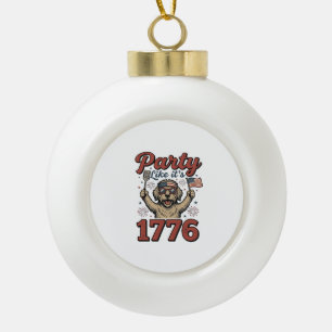 Patriotic Dog Party Like It’s 1776 Vintage Shirt D Ceramic Ball Christmas Ornament