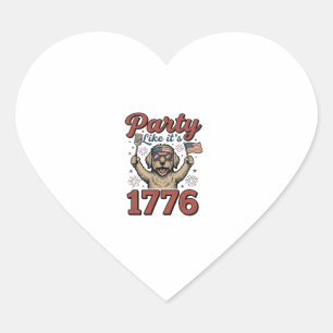 Patriotic Dog Party Like It’s 1776 Vintage Shirt D Heart Sticker