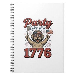 Patriotic Dog Party Like It’s 1776 Vintage Shirt D Notebook