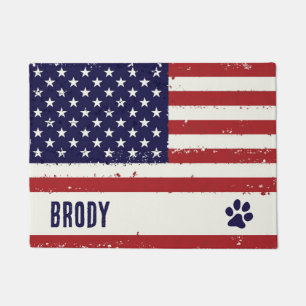 Patriotic Dog Paw Print - Dog Placemat - Usa Dog Doormat