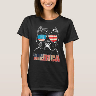 Patriotic Dog Pitbull Bully Usa American Flag T-Shirt