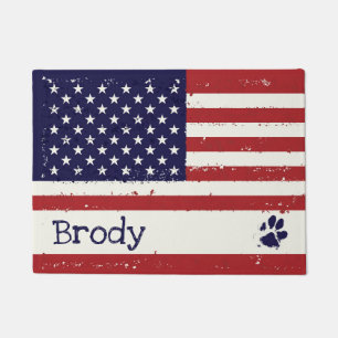 Patriotic Dog Placemat - USA Flag American Flag Doormat