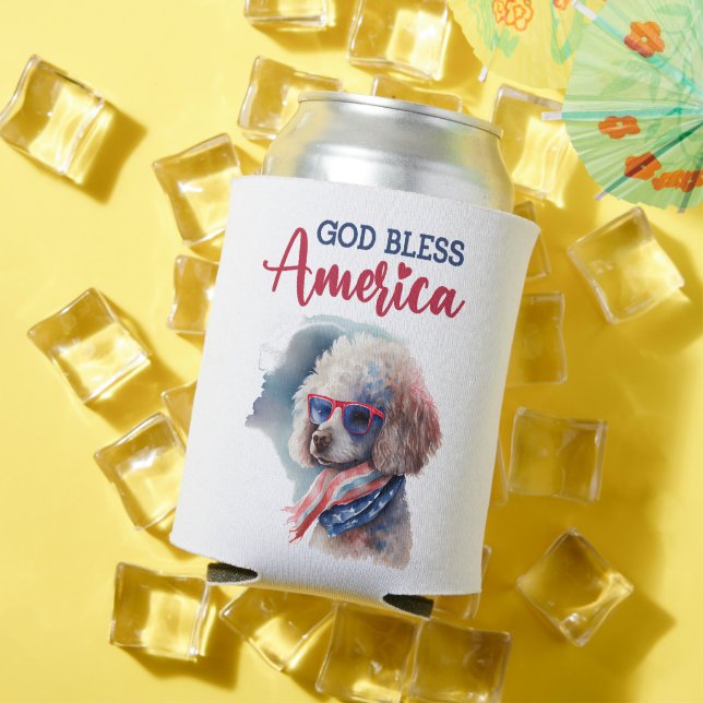 Patriotic Dog-Poodle Can Cooler (In Situ Summer)