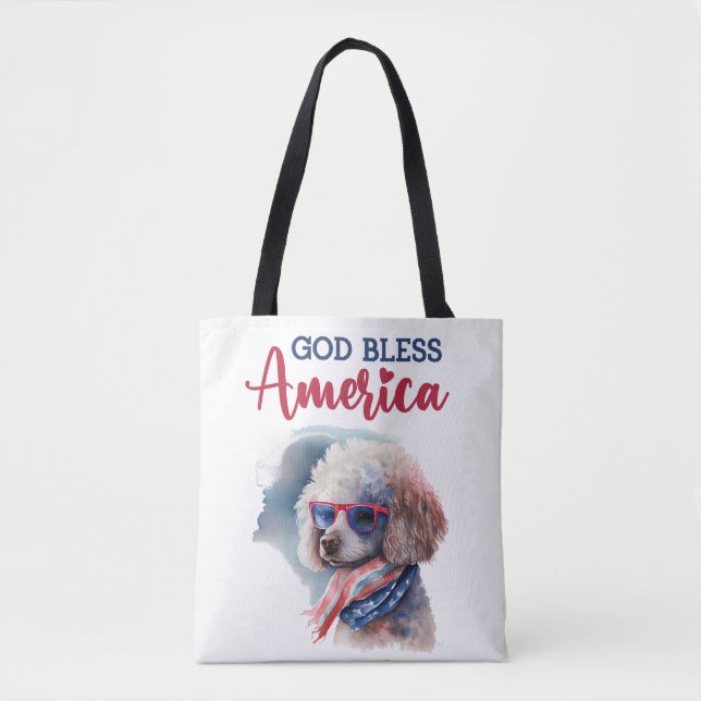 Patriotic Dog-Poodle Tote Bag (Front)