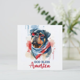 Patriotic Dog-Rottweiler 4th of July Card