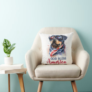 Patriotic Dog-Rottweiler Cushion
