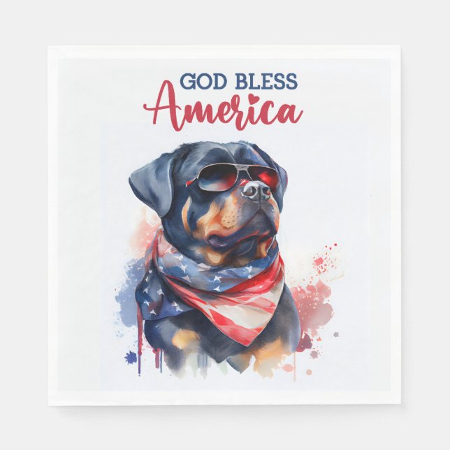 Patriotic Dog-Rottweiler Napkin (Front)