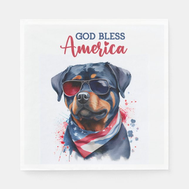 Patriotic Dog-Rottweiler Napkin (Front)