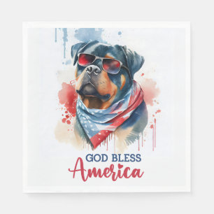 Patriotic Dog-Rottweiler Napkin