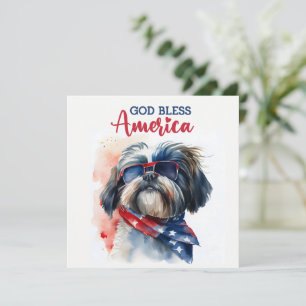 Patriotic Dog-Shih Tzu 4th of July Card