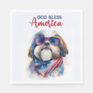 Patriotic Dog-Shih tzu Napkin