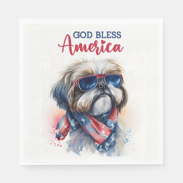 Patriotic Dog-Shih tzu Napkin (Front)