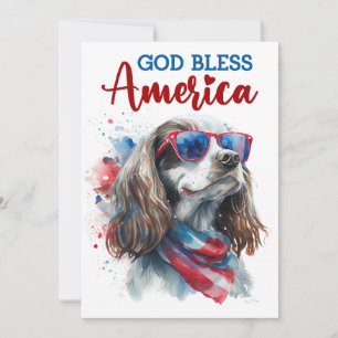Patriotic Dog- Spaniel 4th of July Card