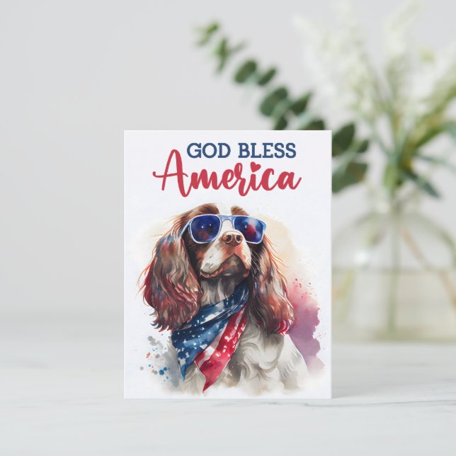 Patriotic Dog-Spaniel 4th of July Card (Standing Front)