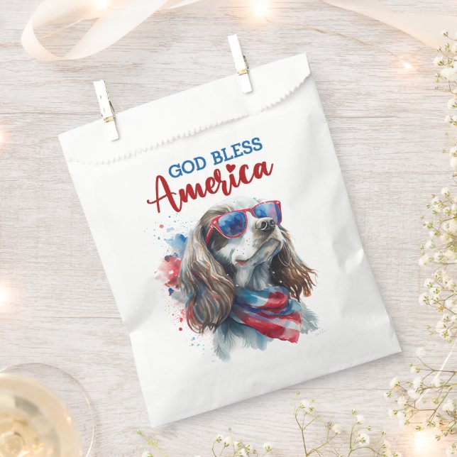 Patriotic Dog-Spaniel Favour Bag (Clipped)