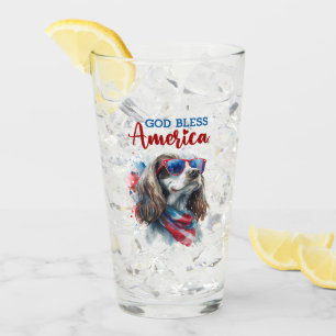 Patriotic Dog-Spaniel Glass
