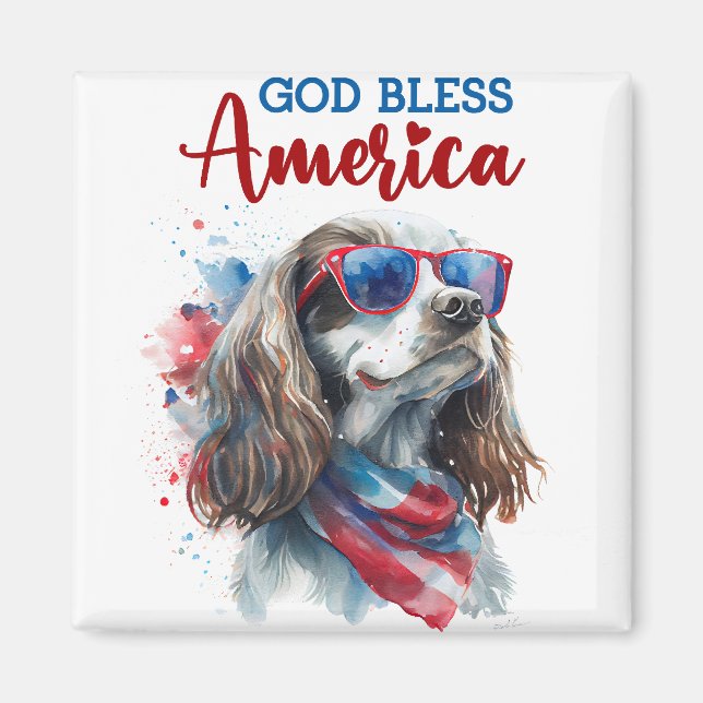 Patriotic Dog-Spaniel Magnet (Front)