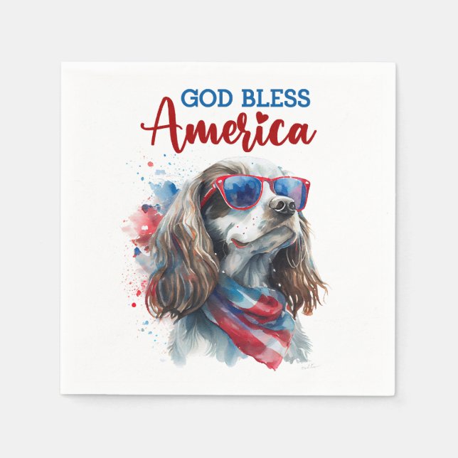 Patriotic Dog-Spaniel Napkin (Front)