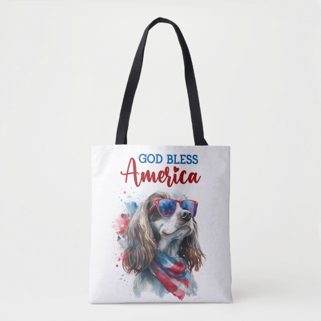Patriotic Dog-Spaniel Tote Bag (Front)