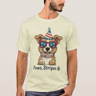 Patriotic Dog Sunglasses 4th of July T-Shirt – Cut