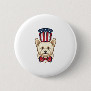 Patriotic Dog Top Hat Vintage Vector Design_1 6 Cm Round Badge