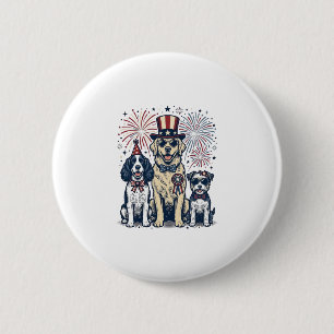 Patriotic Dog Trio Vintage Engraving Shirt Design_ 6 Cm Round Badge