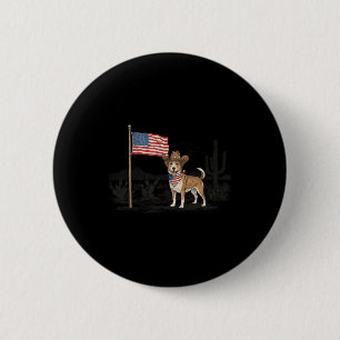 Patriotic Dog Usa 4th Of July American Flag Wester 6 Cm Round Badge