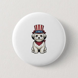 Patriotic Dog Vintage Engraving Vector Design_1 6 Cm Round Badge