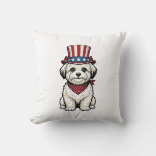 Patriotic Dog Vintage Engraving Vector Design_1 Cushion