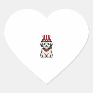 Patriotic Dog Vintage Engraving Vector Design_1 Heart Sticker