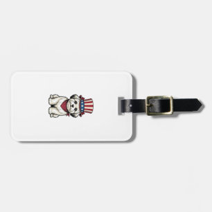 Patriotic Dog Vintage Engraving Vector Design_1 Luggage Tag