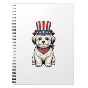 Patriotic Dog Vintage Engraving Vector Design_1 Notebook