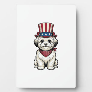 Patriotic Dog Vintage Engraving Vector Design_1 Plaque