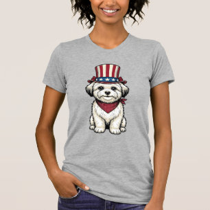 Patriotic Dog Vintage Engraving Vector Design_1 T-Shirt