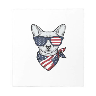 Patriotic Dog with Flag Sunglasses Vintage Vector Notepad