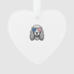 Patriotic Dog with Flag Sunglasses Vintage Vector_ Ornament