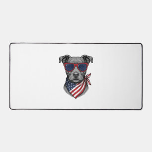 Patriotic Dog With Sunglasses Vintage Shirt Design Desk Mat