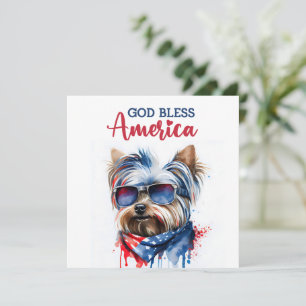 Patriotic Dog-Yorkie 4th of July Card