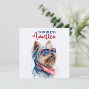 Patriotic Dog-Yorkie 4th of July Card