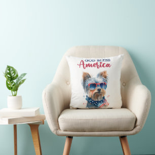 Patriotic Dog-Yorkie Cushion