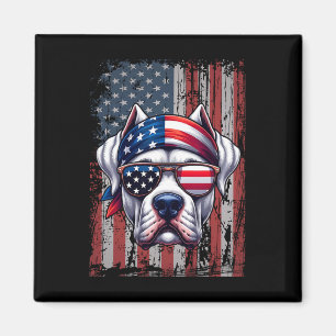 Patriotic Dogo Argentino Dog Lover Us Flag Indepen Magnet